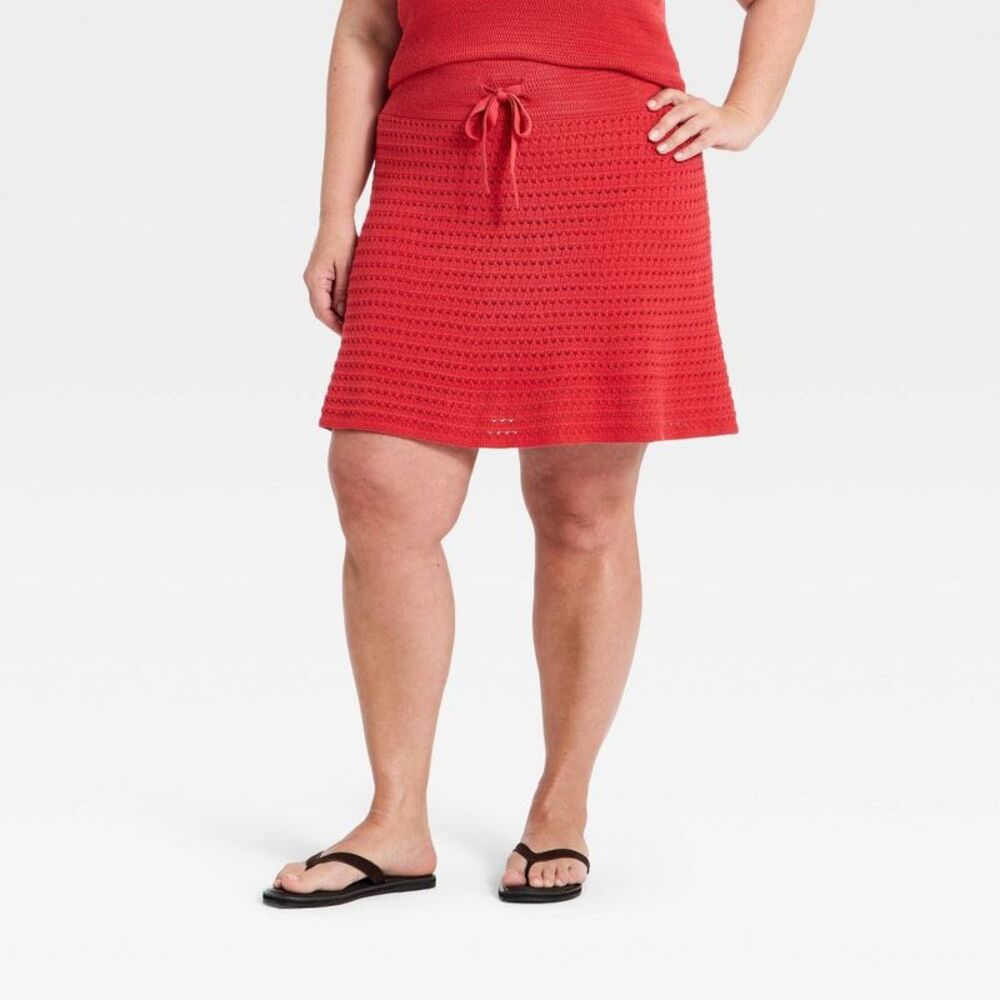 Women's Sweater Mini A-Line Skirt - Universal Thread Red XXL